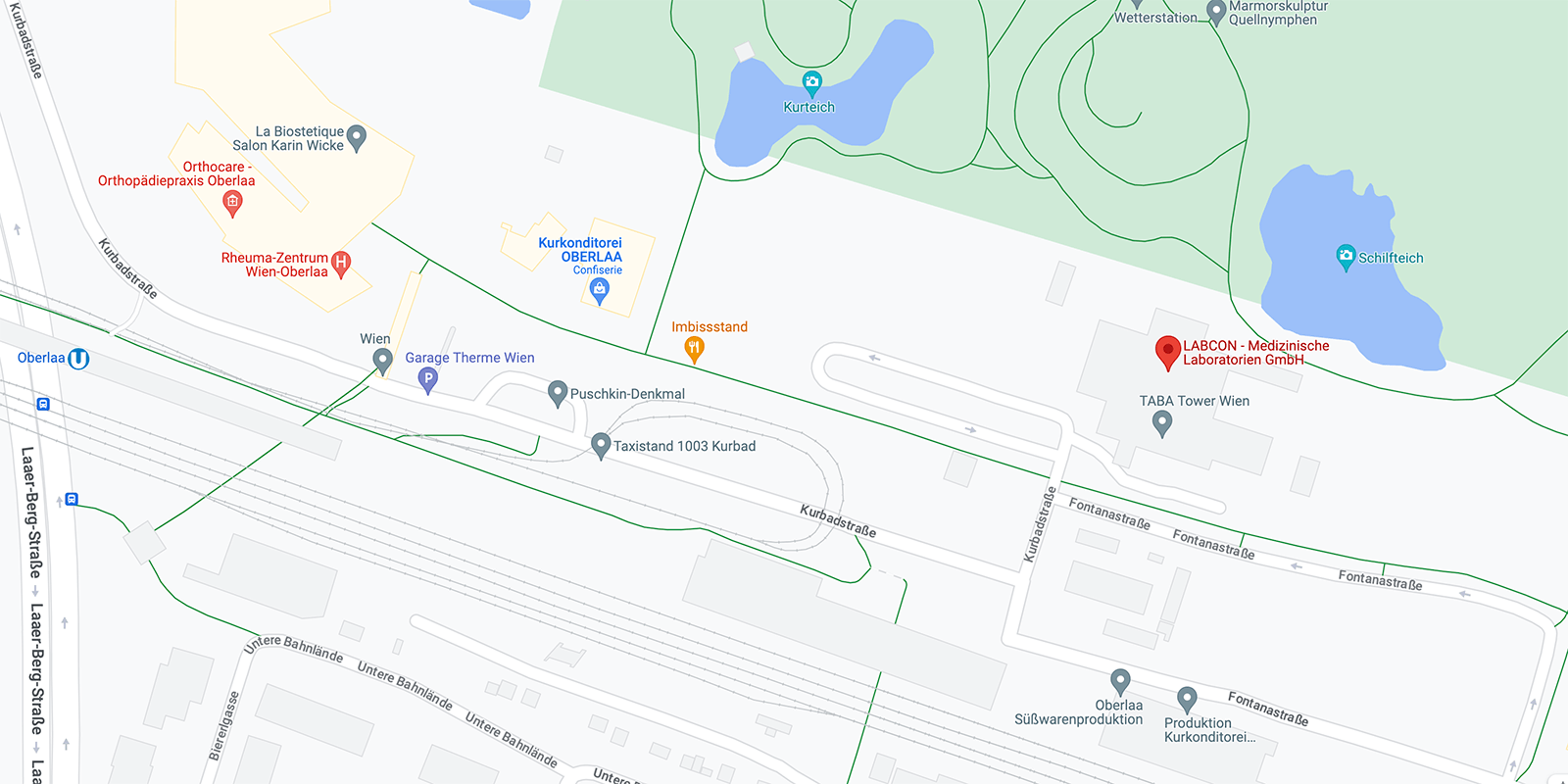 Google Maps Ausschnitt mit der eingezeichneten Adresse